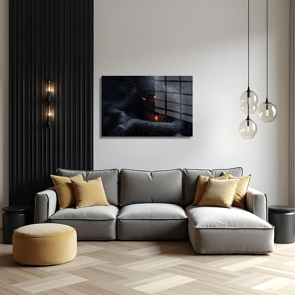 glasschilderij spidermummy woonkamer 5