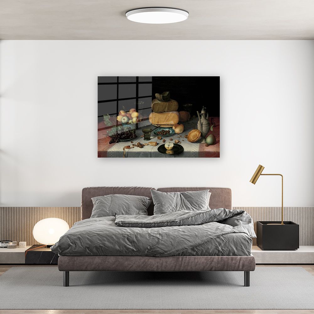 glasschilderij stilleven met kazen slaapkamer 3
