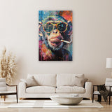 glasschilderij streetart monkey wanddecoratie 1