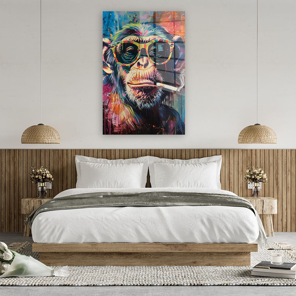 glasschilderij streetart monkey wanddecoratie 6