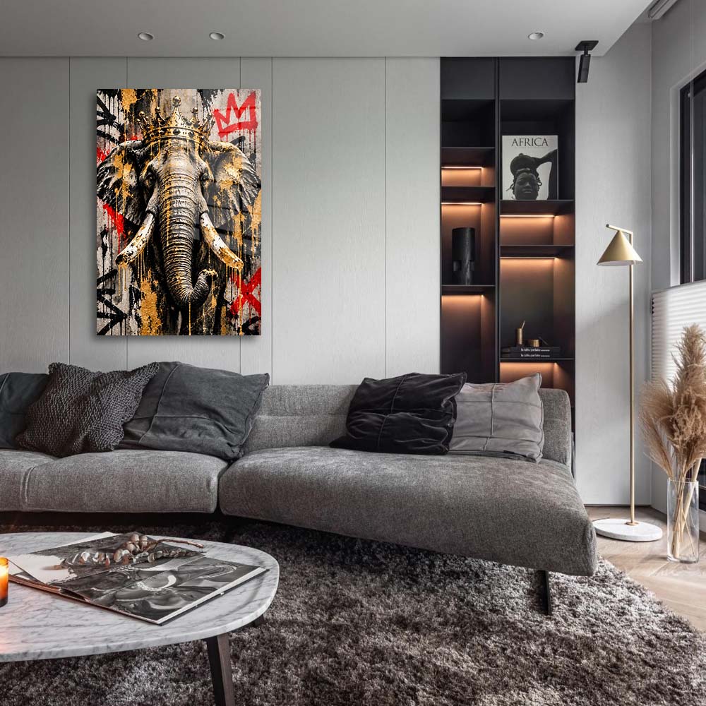 glasschilderij streetart olifant woonkamer 1