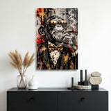 glasschilderij streetart smoking aap muur