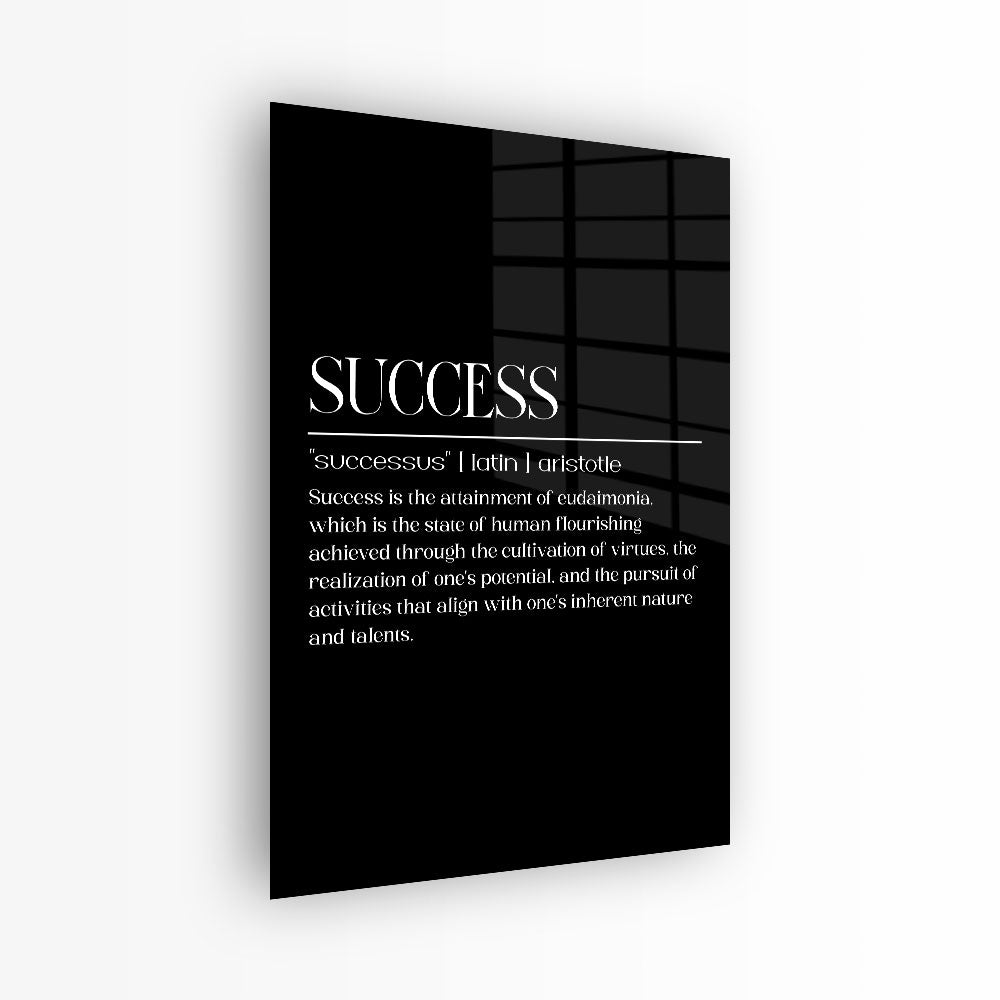 glasschilderij succes zwart wit voorkant