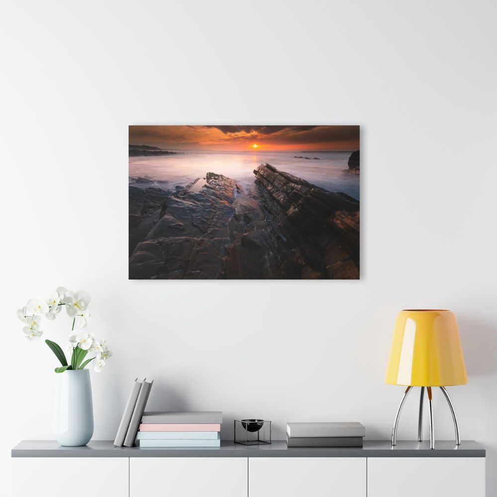 glasschilderij sunset bidart woonkamer 1