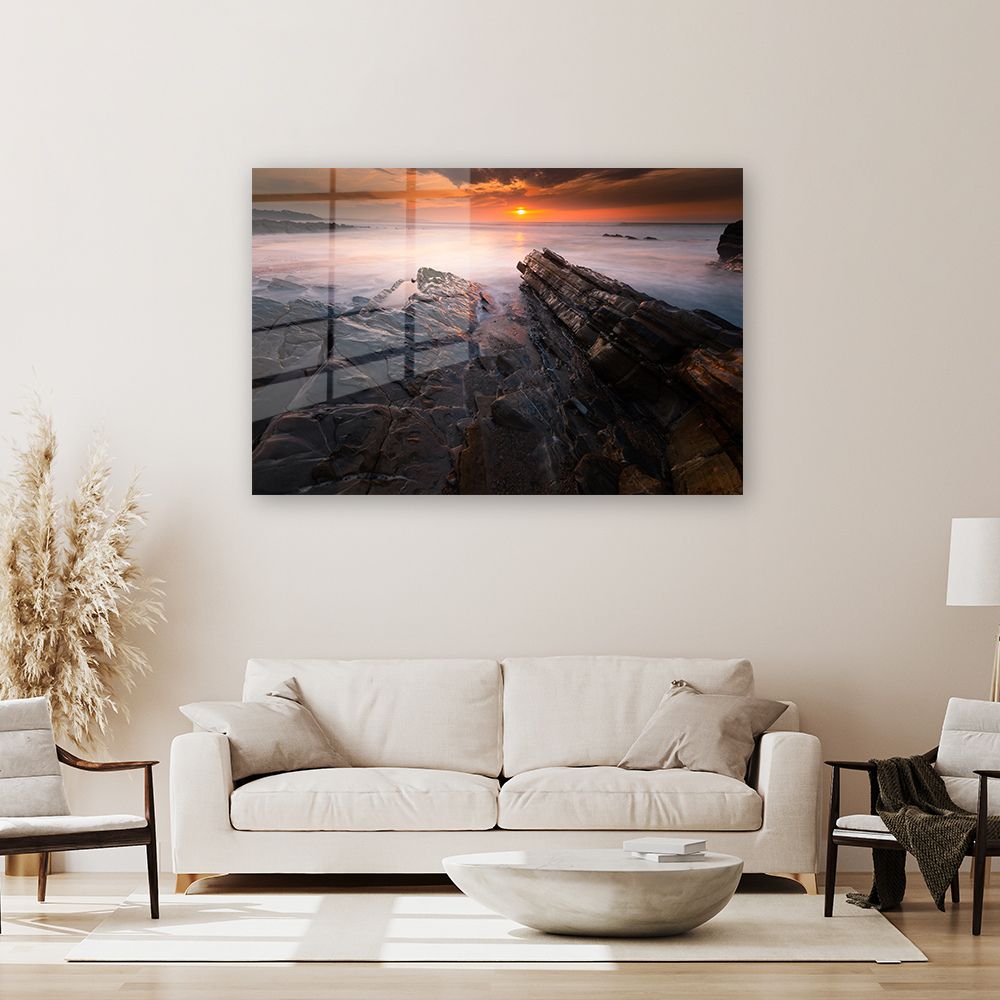 glasschilderij sunset bidart woonkamer 3