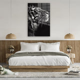 glasschilderij tijger zwart wit wanddecoratie 1
