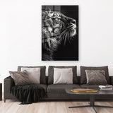 glasschilderij tijger zwart wit wanddecoratie 2