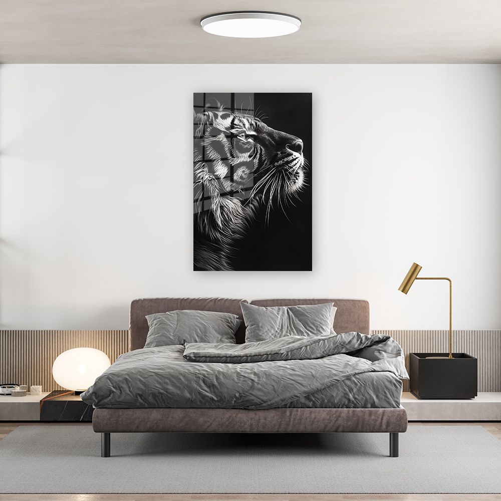 glasschilderij tijger zwart wit wanddecoratie 5