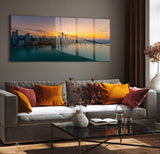 glasschilderij water city skyline woonkamer