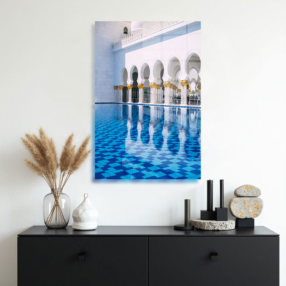 glasschilderij water grote moskee muur