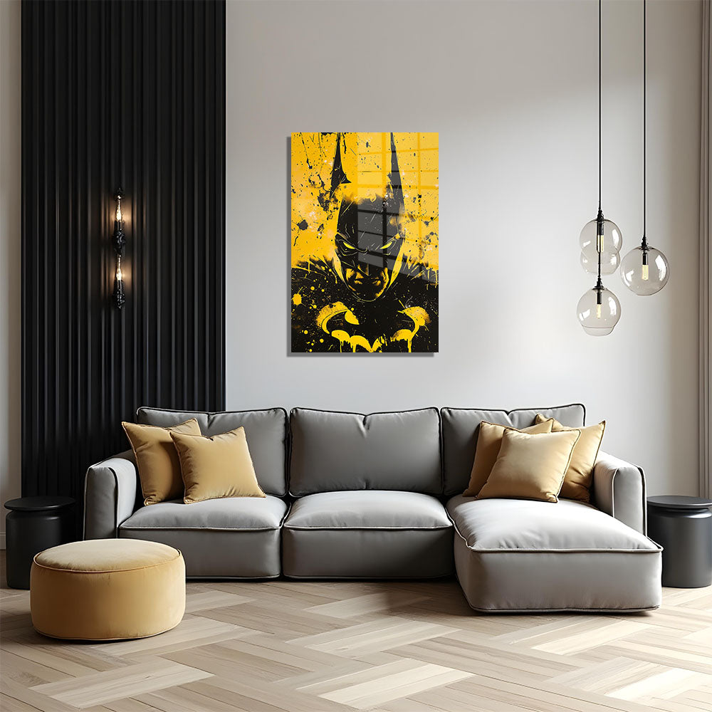glasschilderij yellow knight woonkamer
