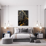 glasschilderij zwart goud marmer 5