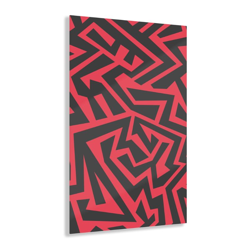 glasschilderij-zwart-rood-patroon