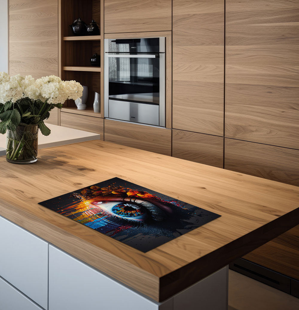 inductie beschermer abstract oog in een andere keuken