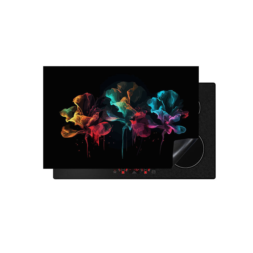 inductie beschermer abstracte rook met bloemen bovenaf
