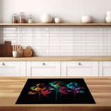 inductie beschermer abstracte rook met bloemen keuken