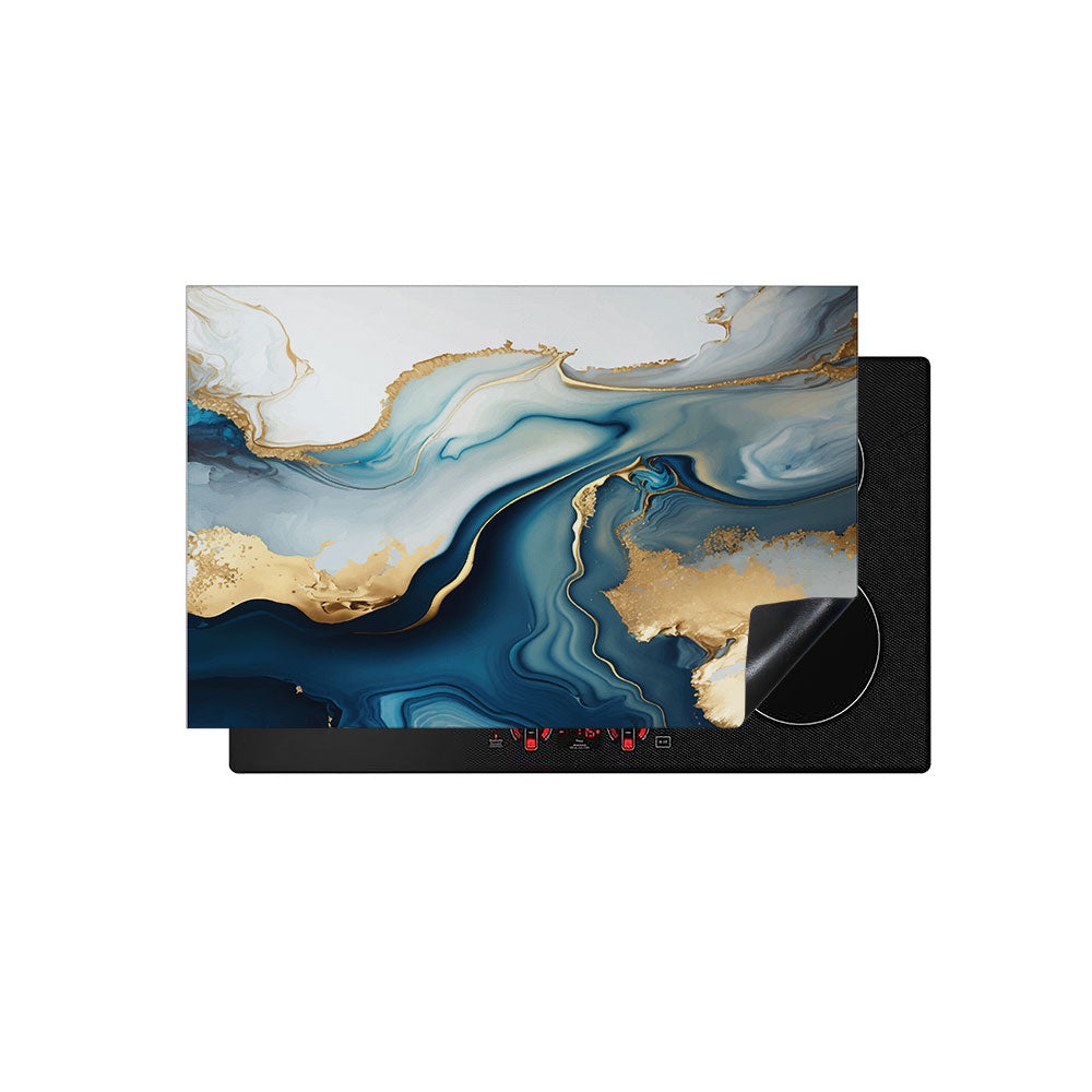 inductiebechermer abstract marmer blauw bovenaf
