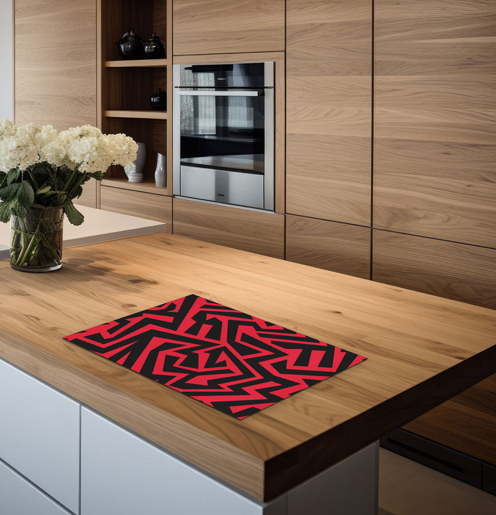 inductiebeschermer zwart rood patroon keuken 2