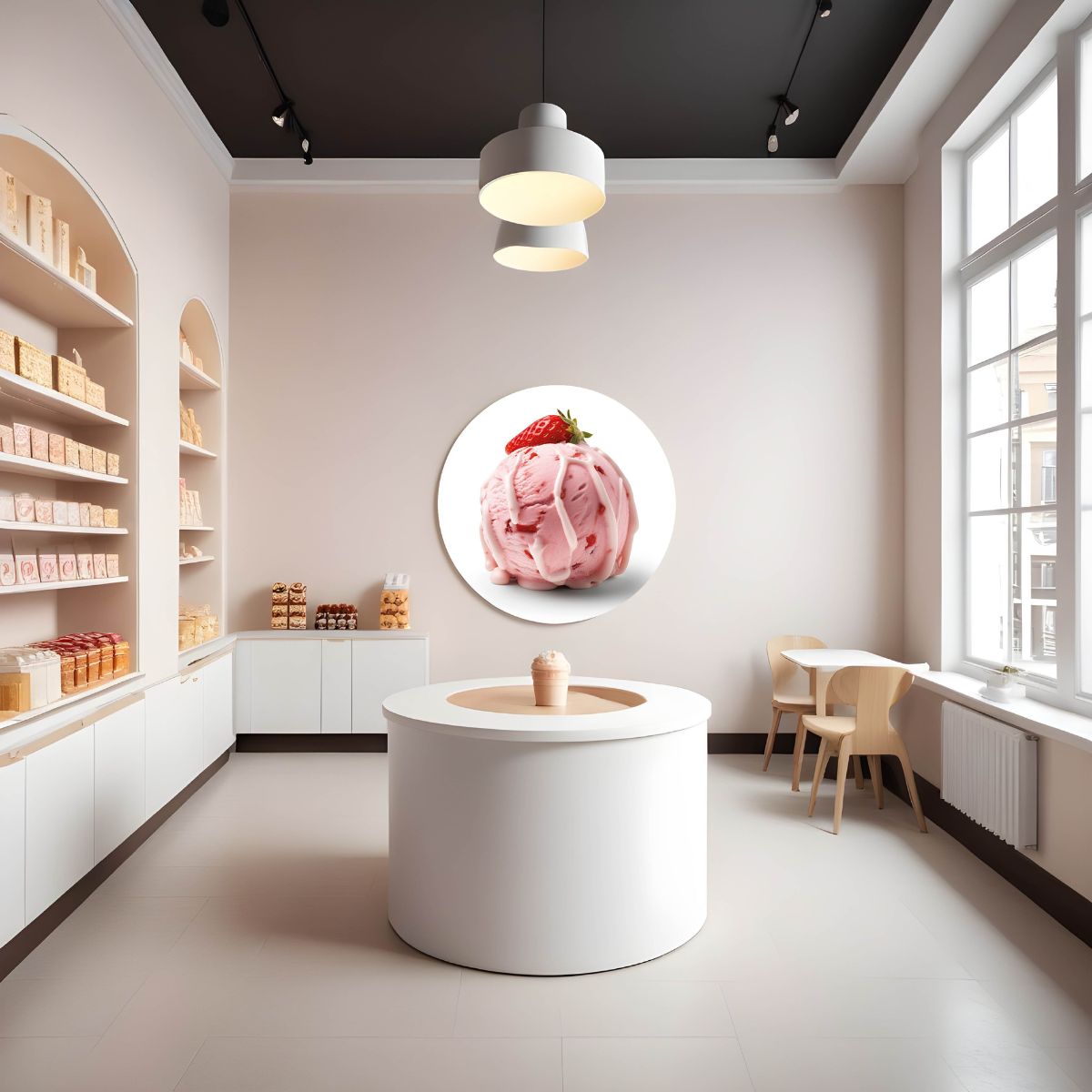 muurcirkel-ijsbol-aardbei-ijssalon