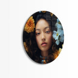 muurcirkel-plexi-portret-vrouw-in-bloemen