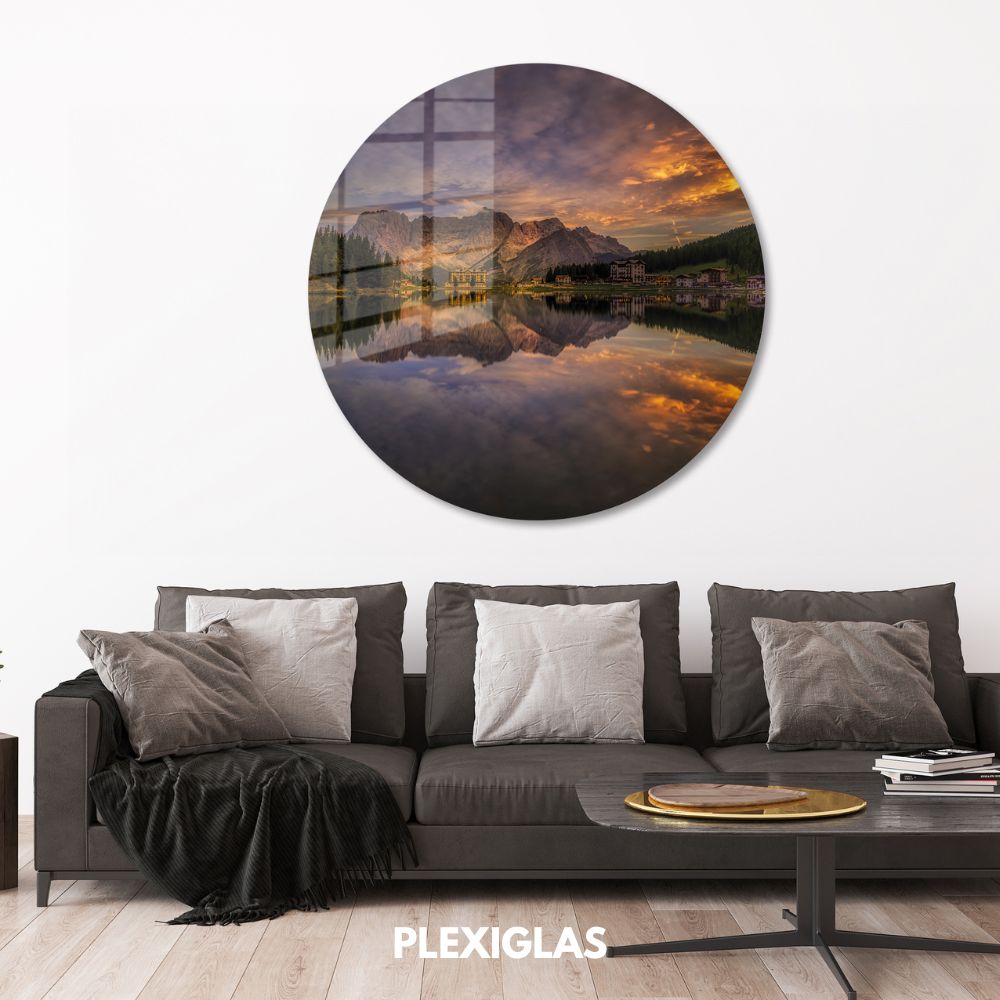 plexiglas-muurcirkel-misurina-sunset-woonkamer