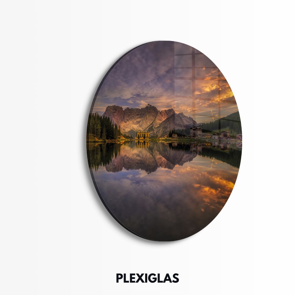 plexiglas-muurcirkel-misurina-sunset
