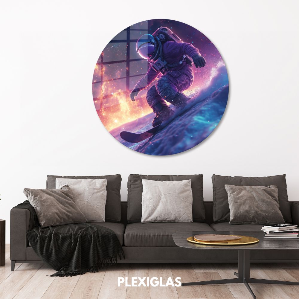 plexiglas-muurcirkel-snowboarding-astronaut-woonkamer