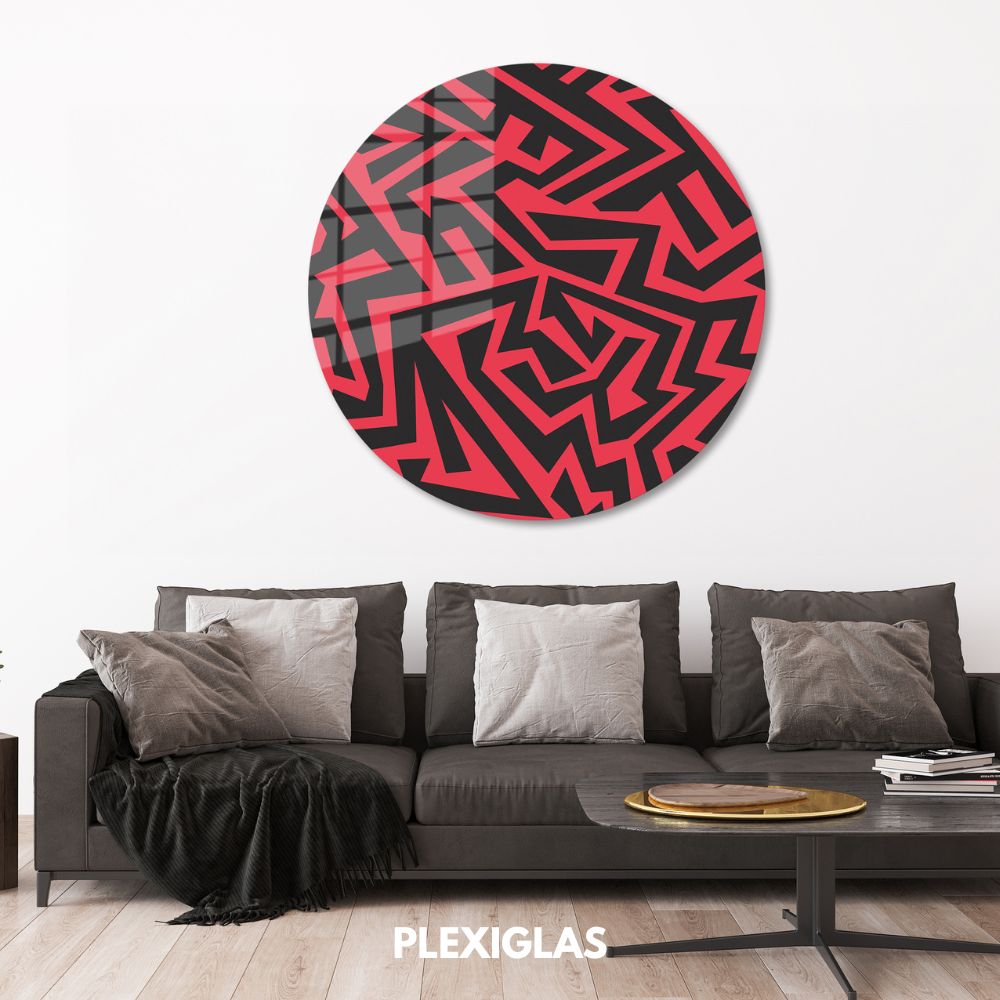 plexiglas-muurcirkel-zwart-rood-woonkamer