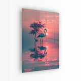 glasschilderij-flamingo-weerspiegeling