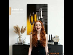 Glasschilderij Champagne Bottle